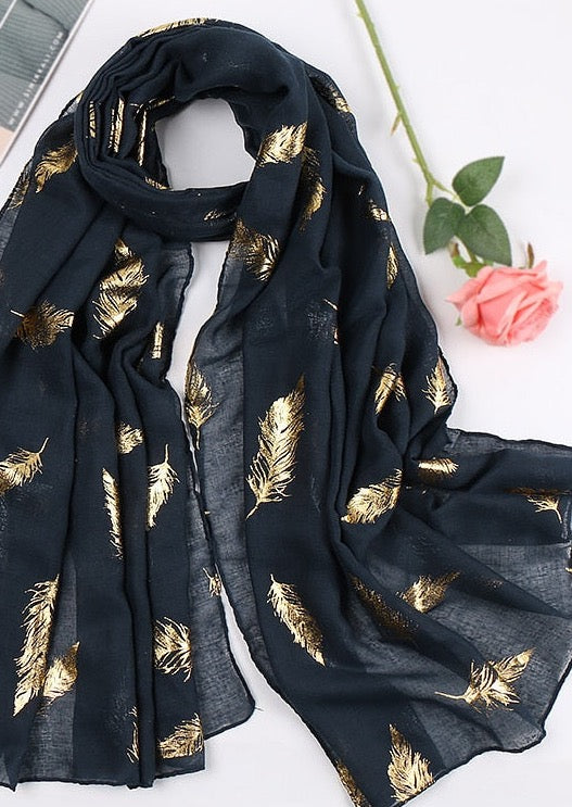Gold Foil Feather Scarf