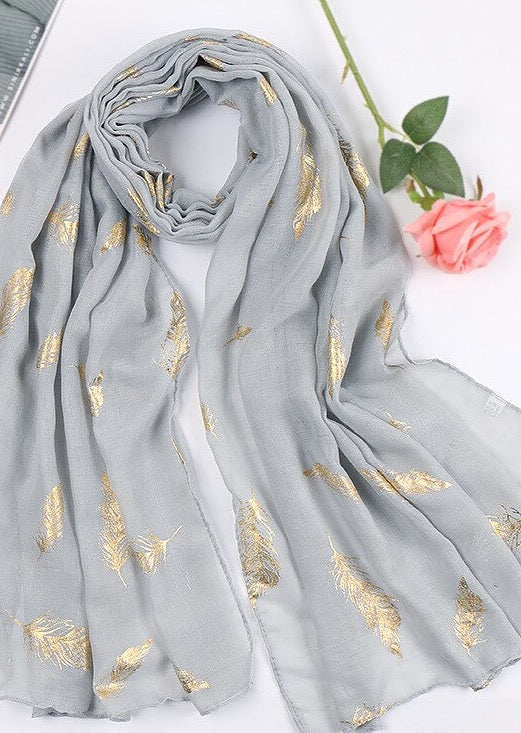 Gold Foil Feather Scarf