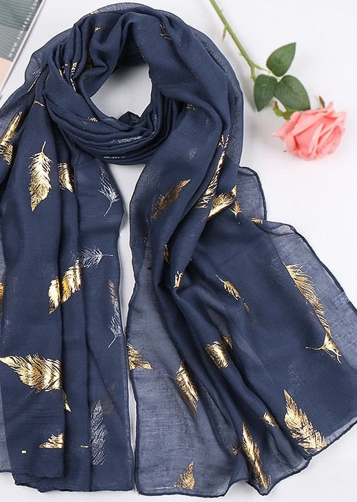 Gold Foil Feather Scarf