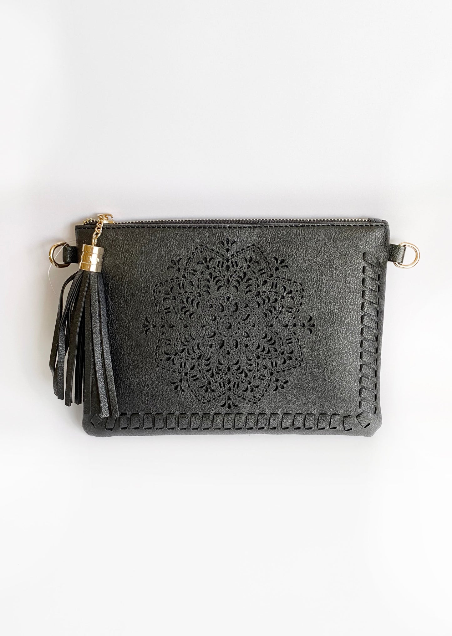 Mandala Cut Out Clutch Purse with Strap