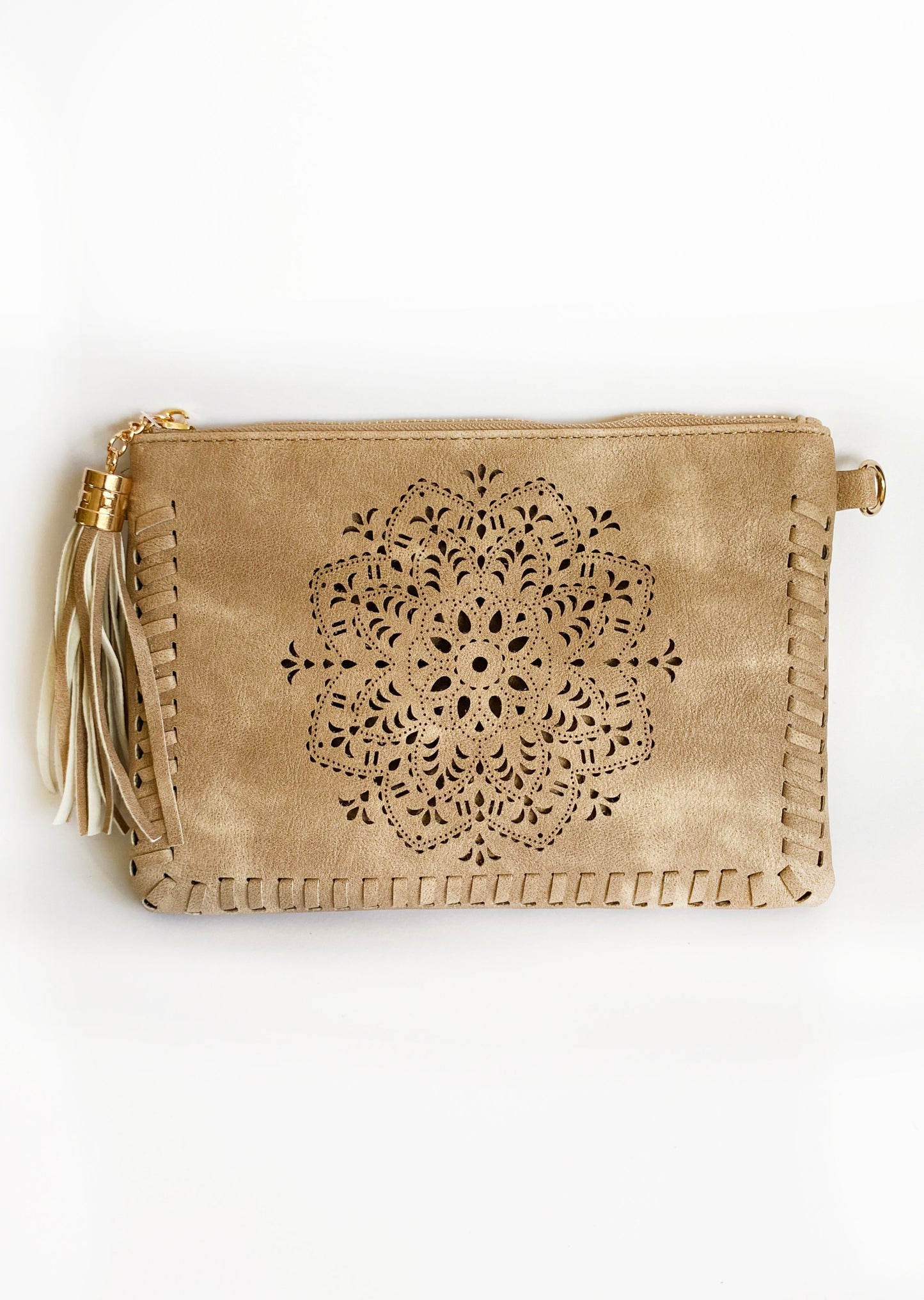 Mandala Cut Out Clutch Purse with Strap