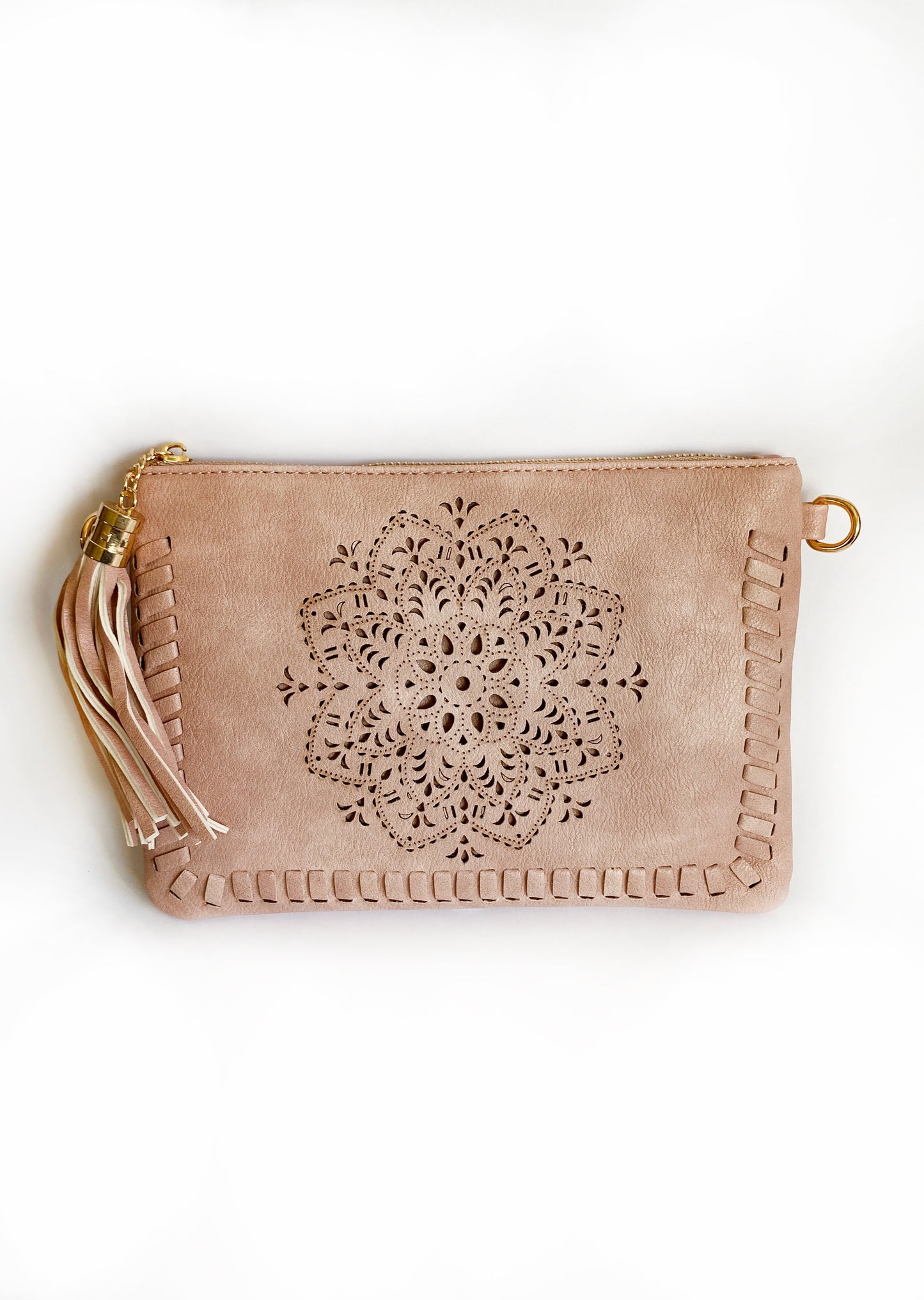 Mandala Cut Out Clutch Purse with Strap