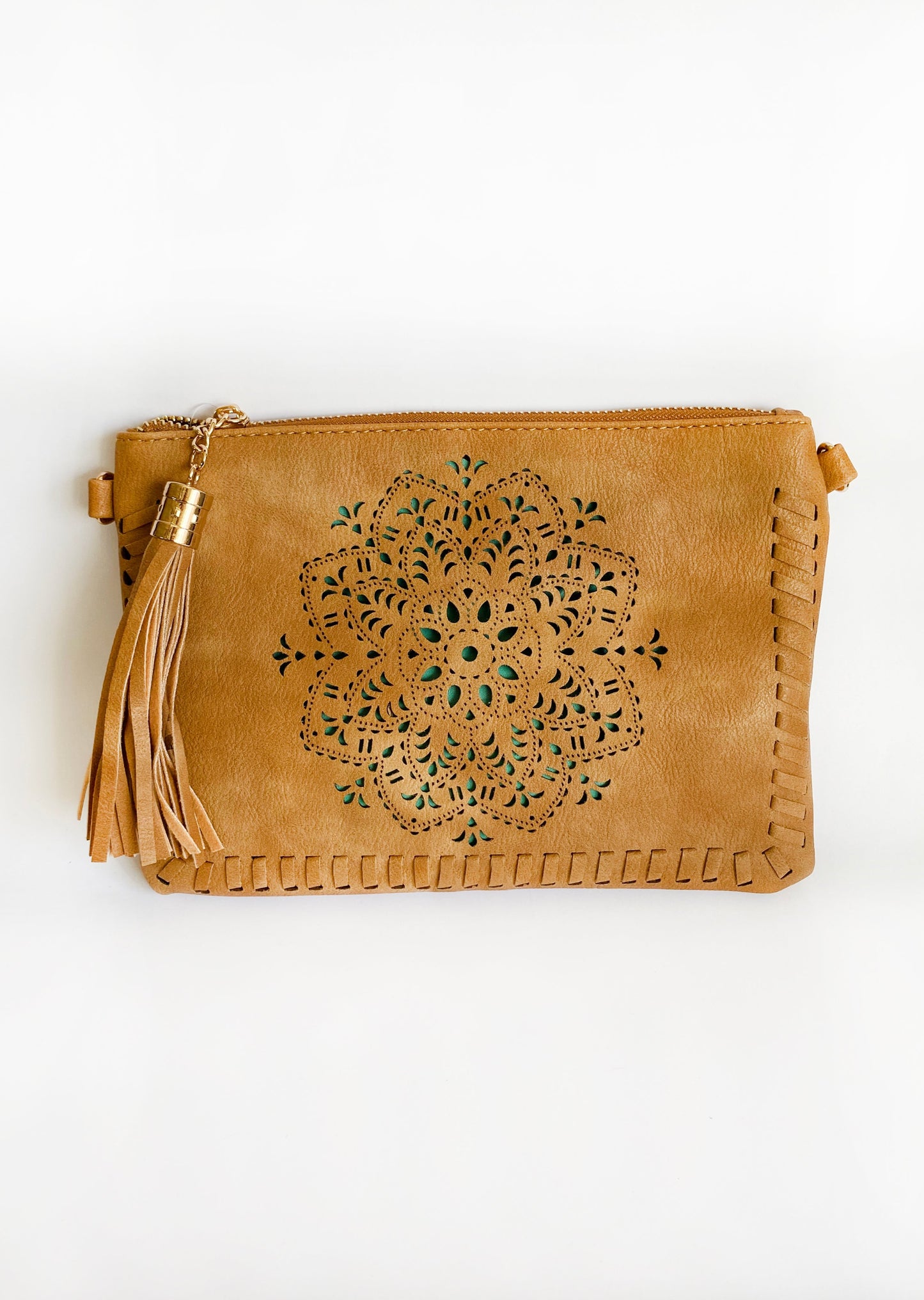 Mandala Cut Out Clutch Purse with Strap