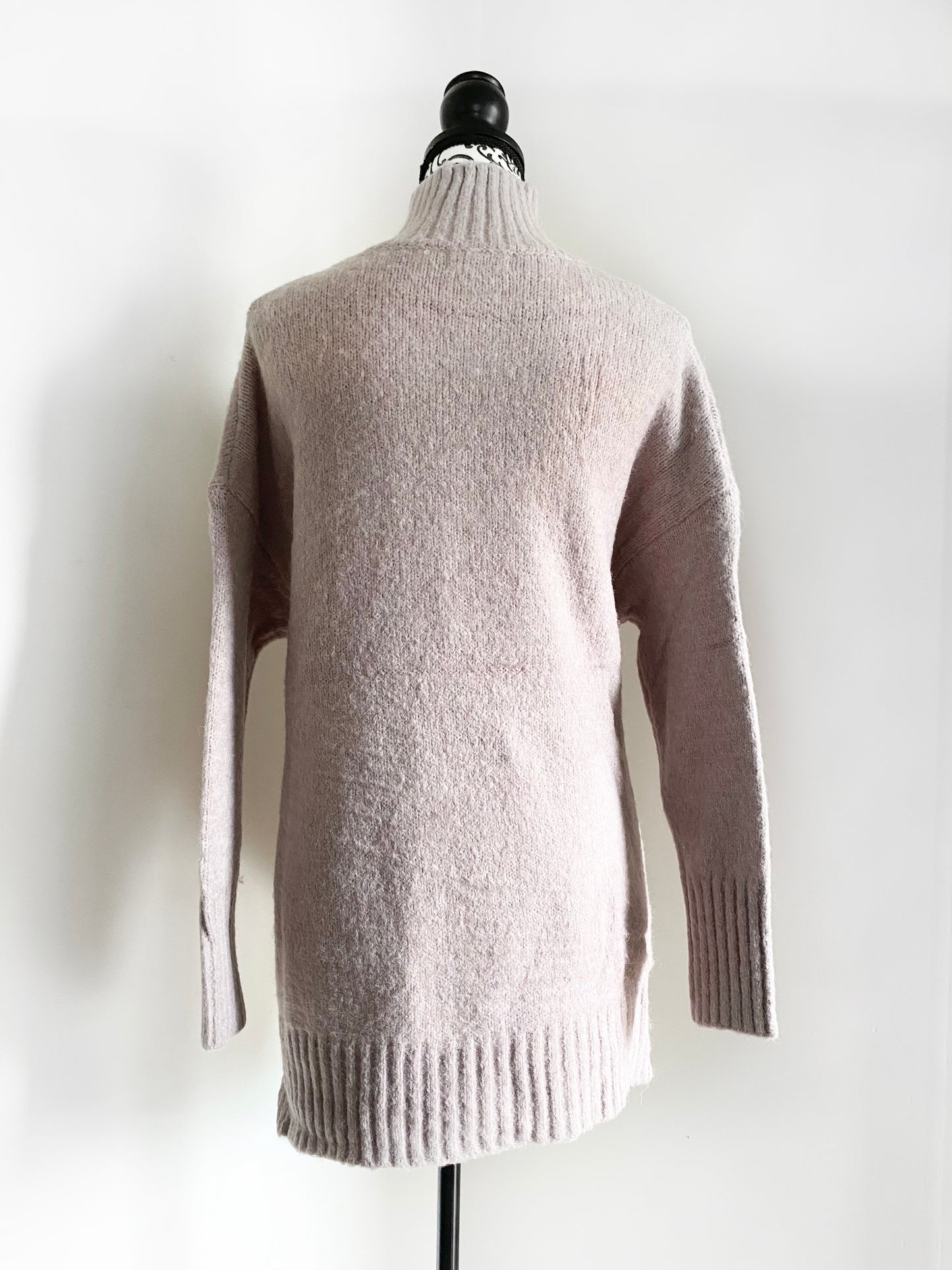 High Neck Ribbed Detail Knit