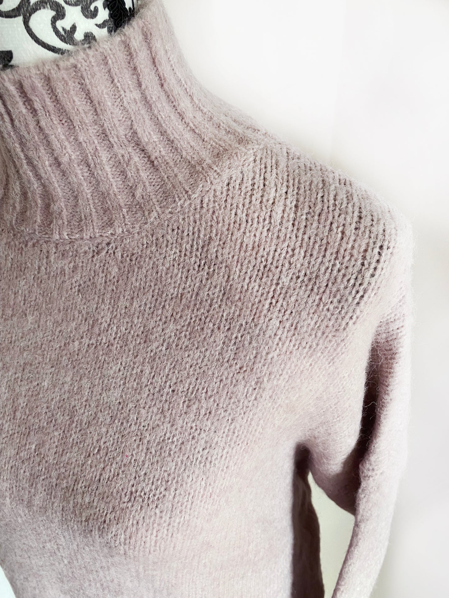 High Neck Ribbed Detail Knit