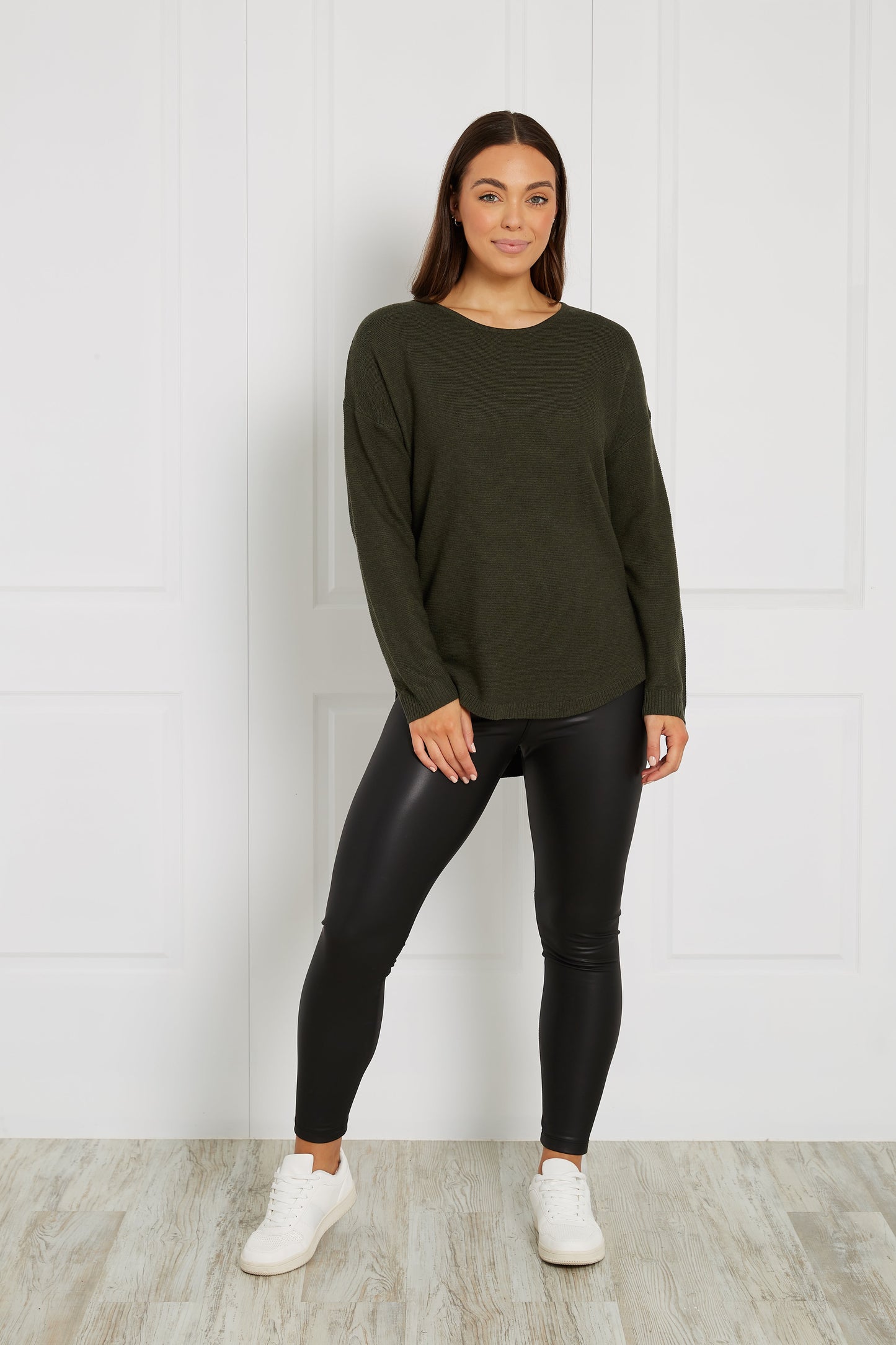 Curved Hem Knitted Sweater