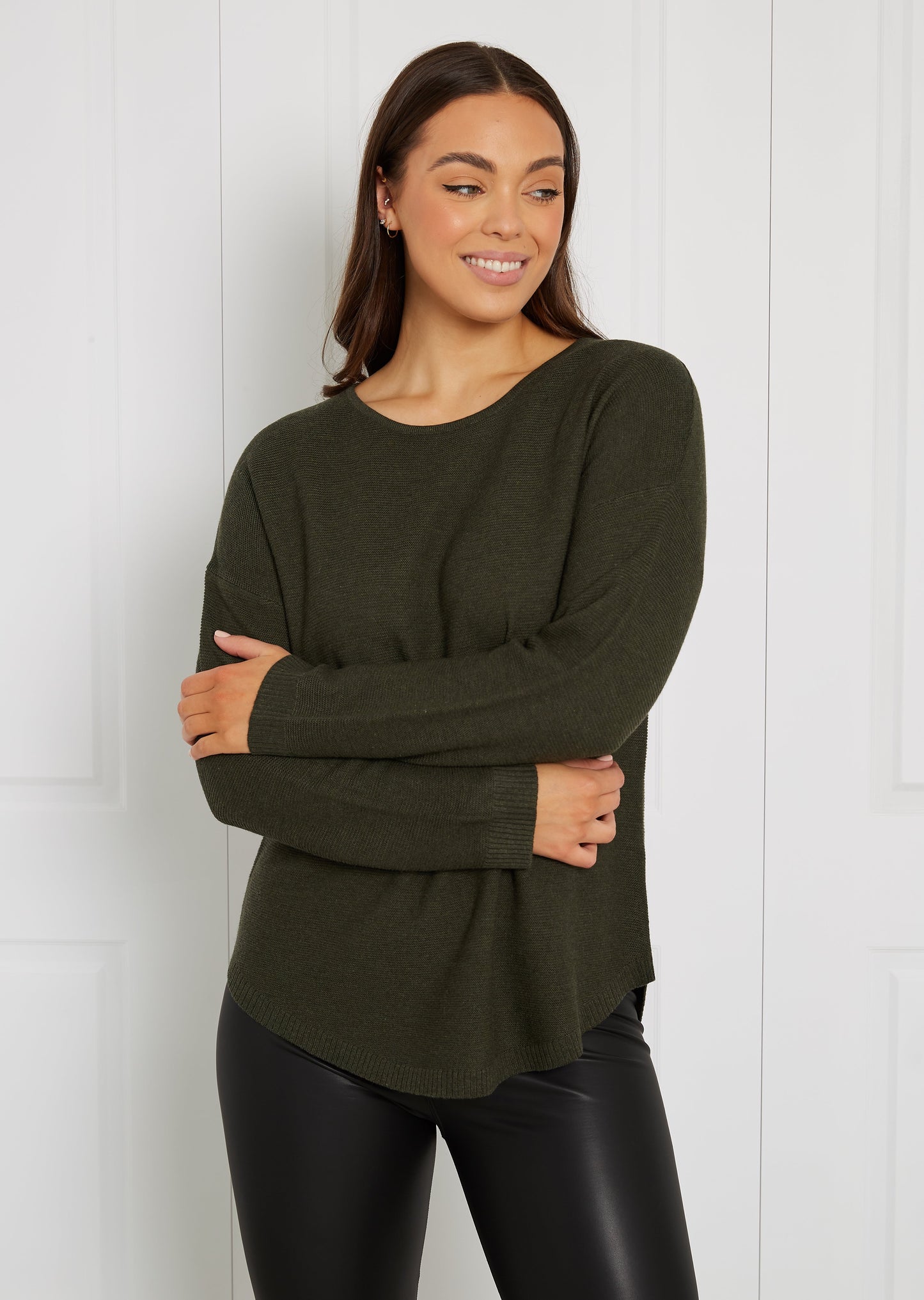 Curved Hem Knitted Sweater