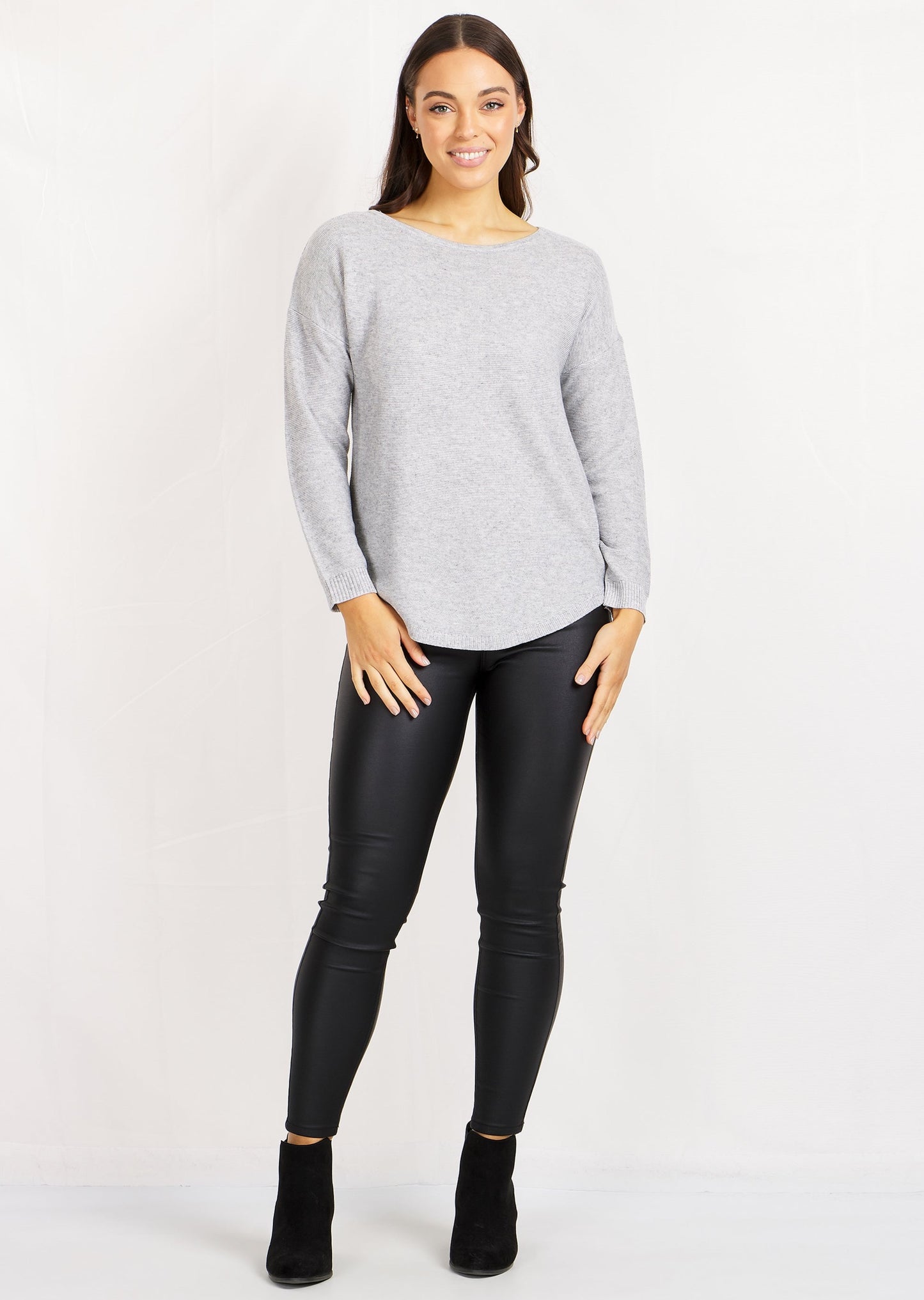 Curved Hem Knitted Sweater