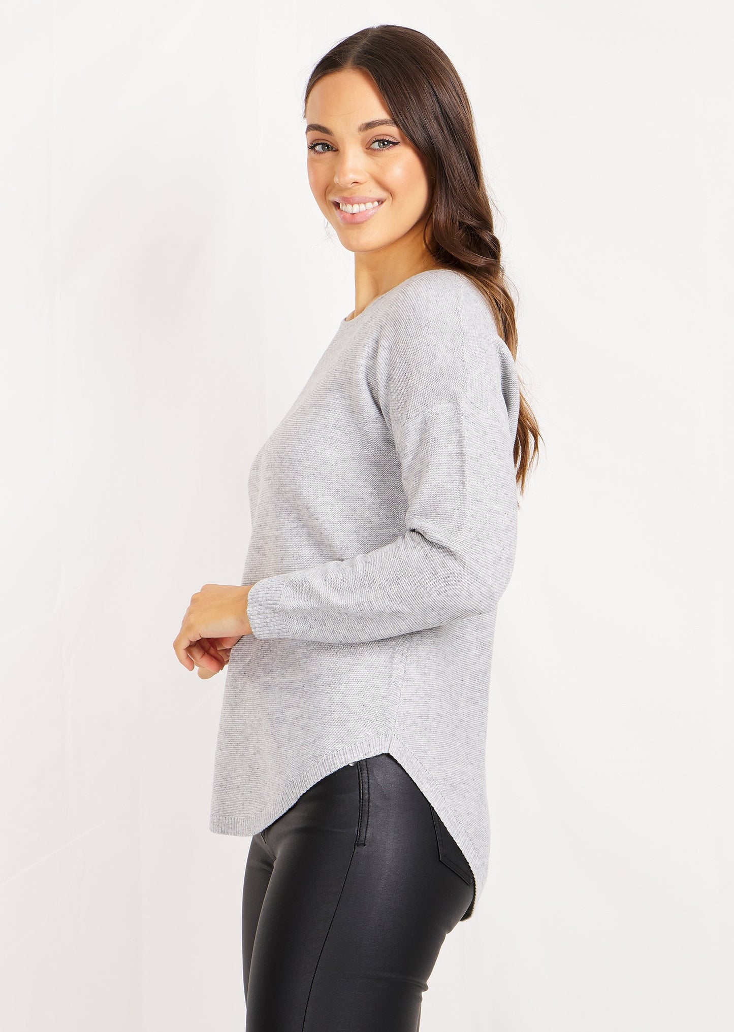 Curved Hem Knitted Sweater