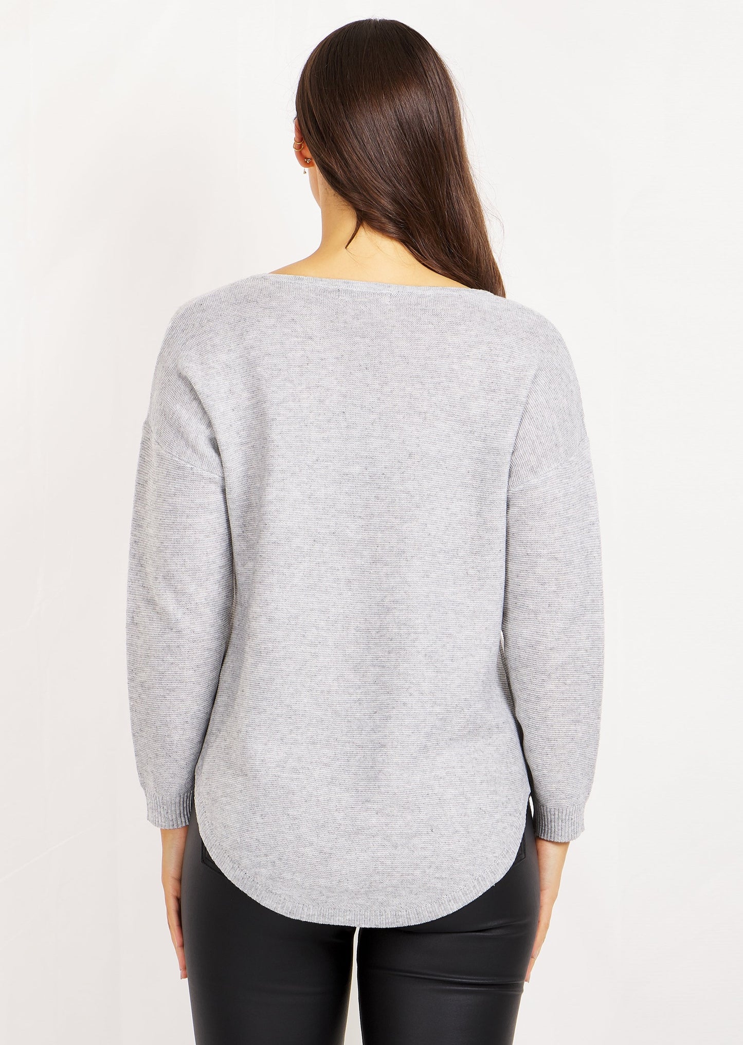 Curved Hem Knitted Sweater