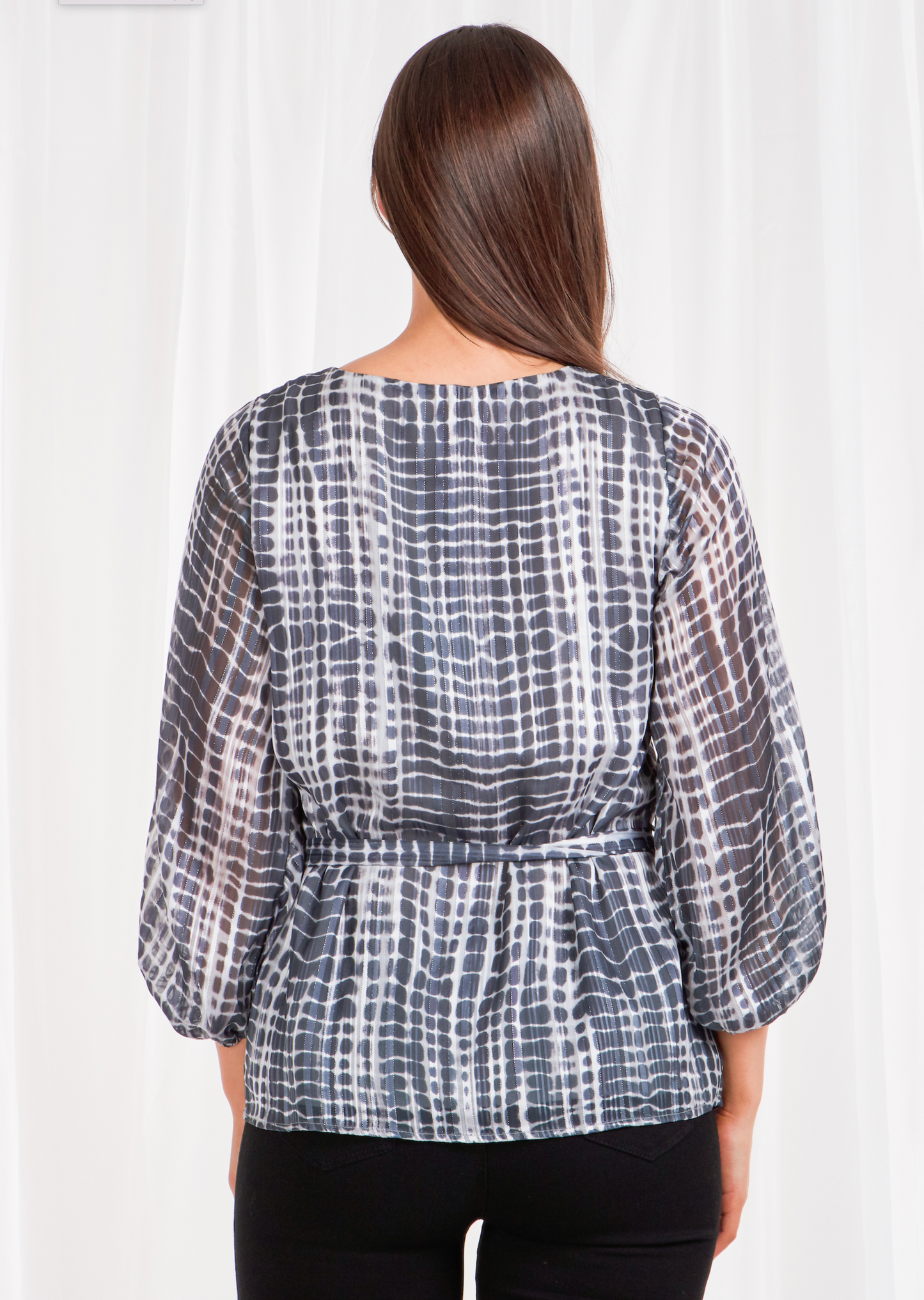 Animal Print Blouse with Waist Tie
