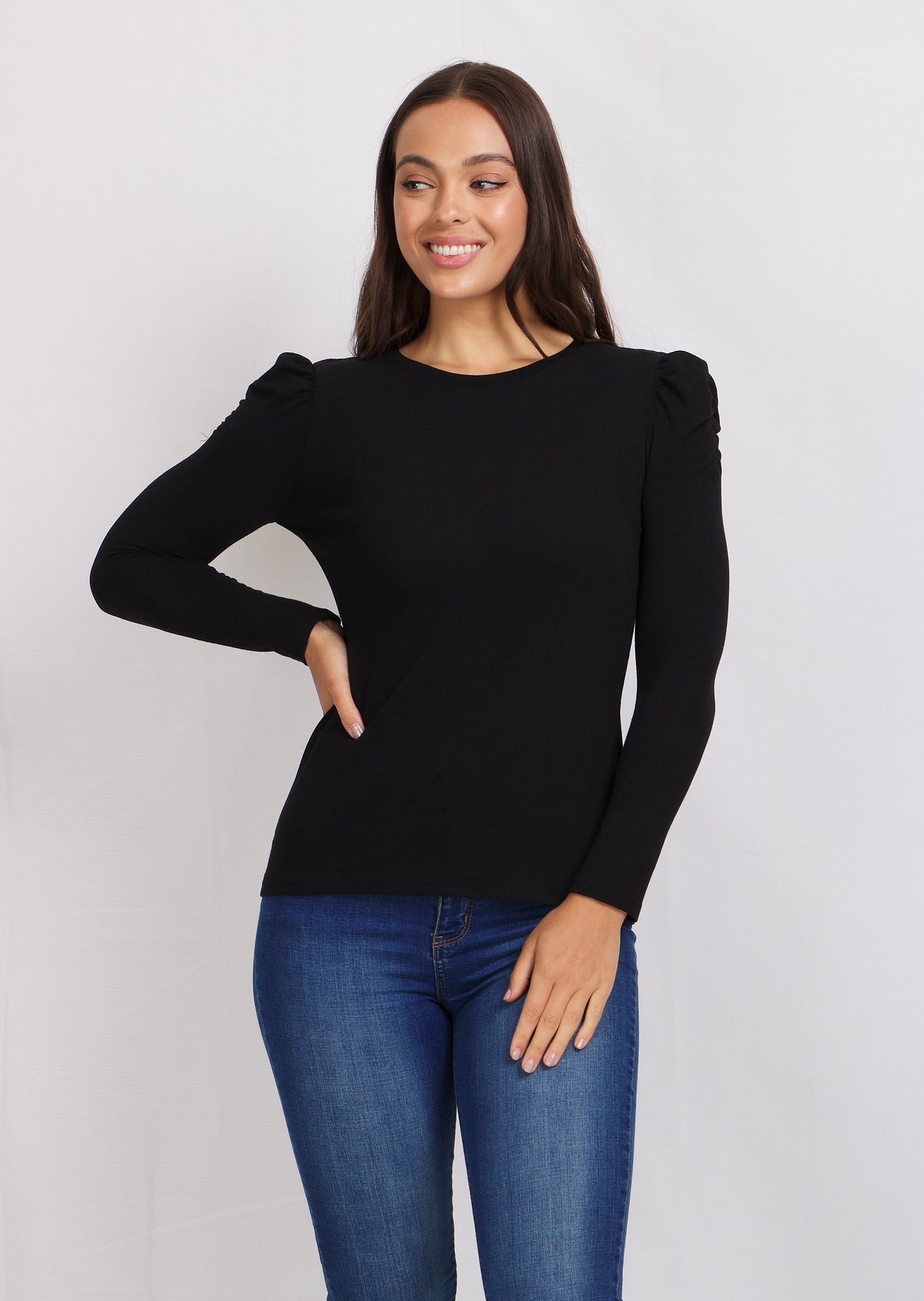 Ruched Detail Long Sleeve Top