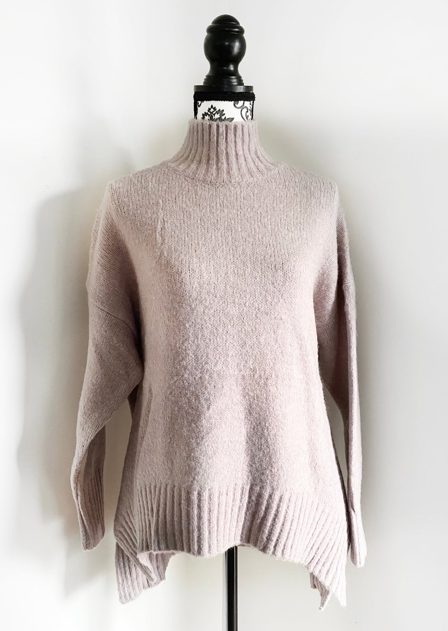 High Neck Ribbed Detail Knit