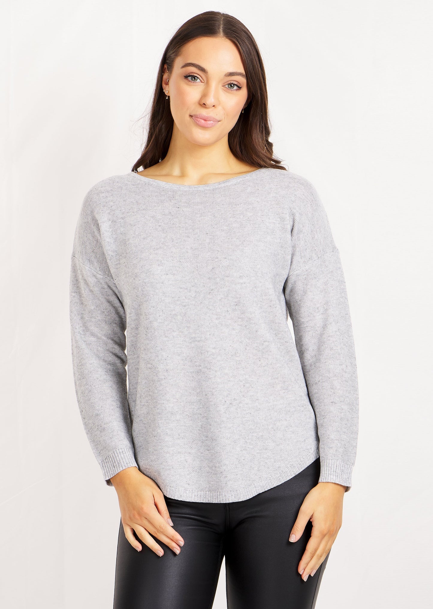Curved Hem Knitted Sweater