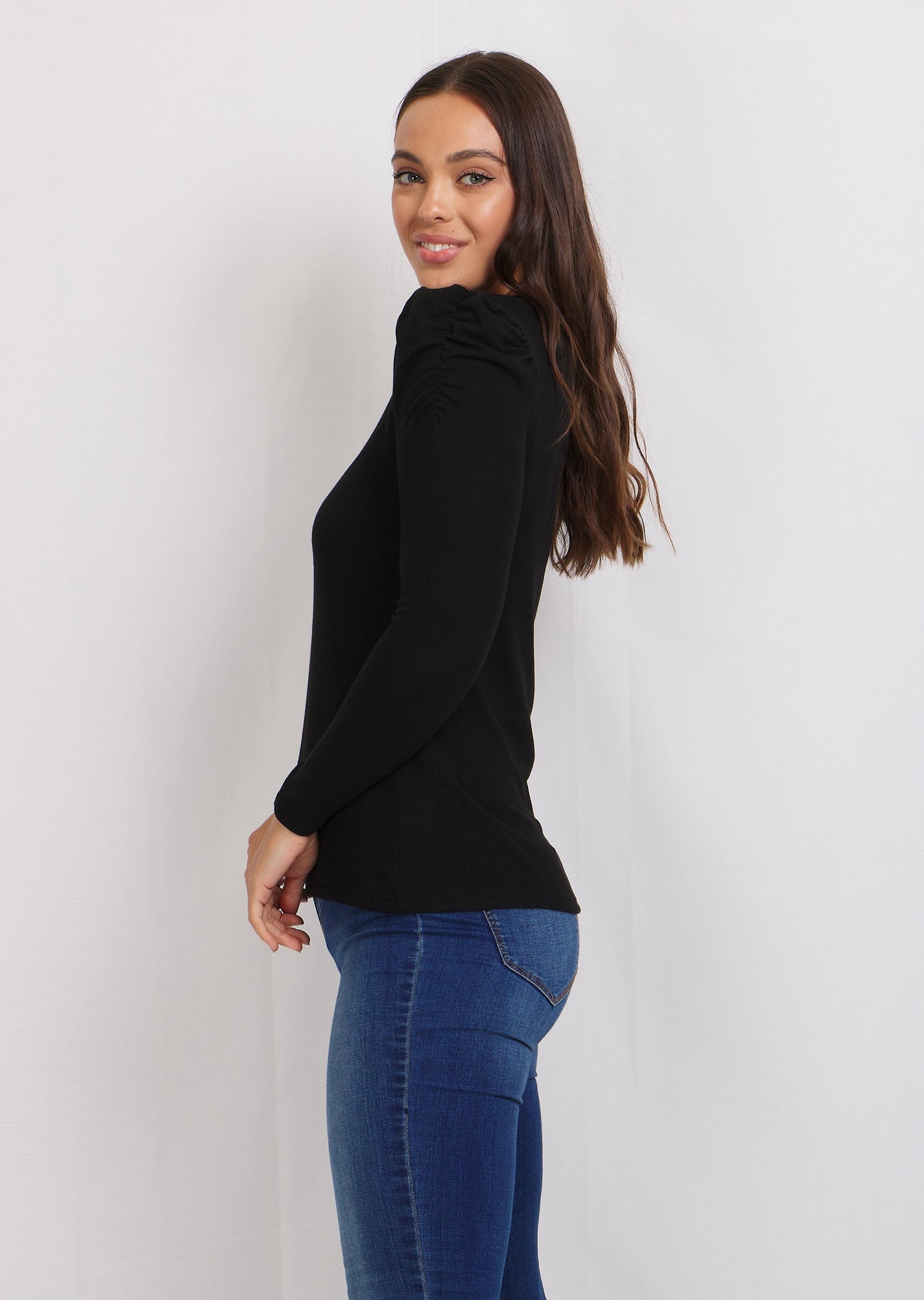 Ruched Detail Long Sleeve Top