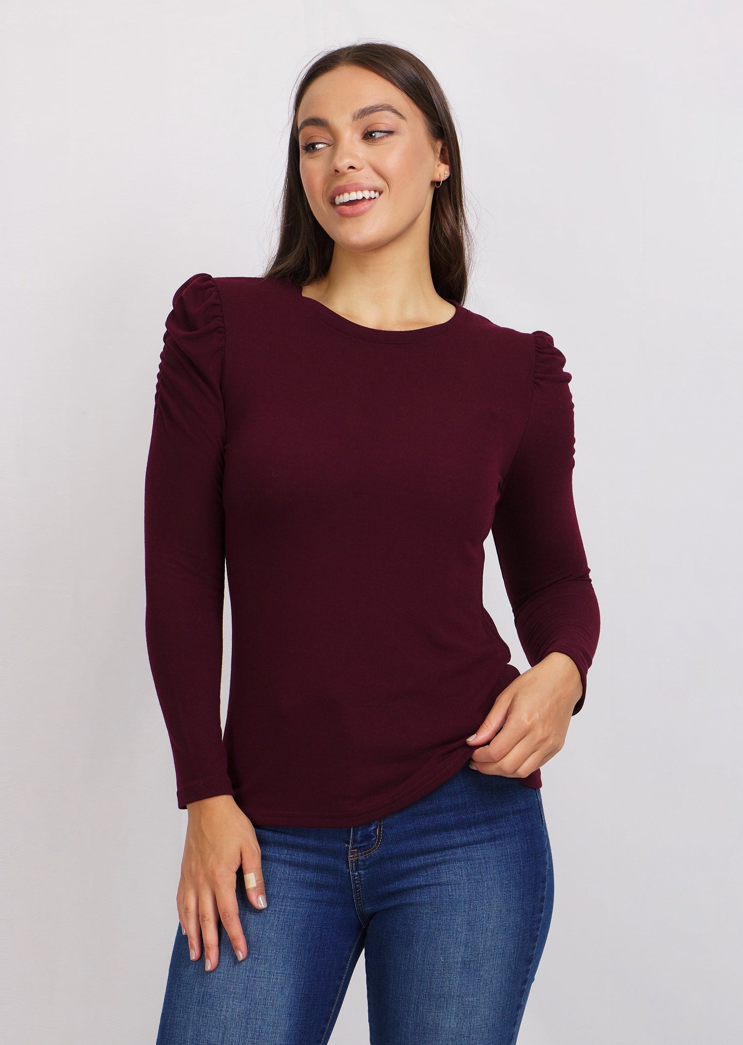 Ruched Detail Long Sleeve Top